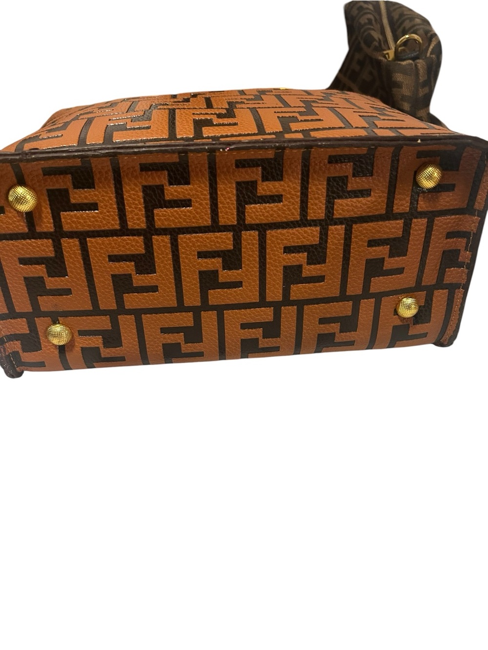 Brown and Black FF Logo Clutch with Gold-Tone Buckle - Picture 2 of 8